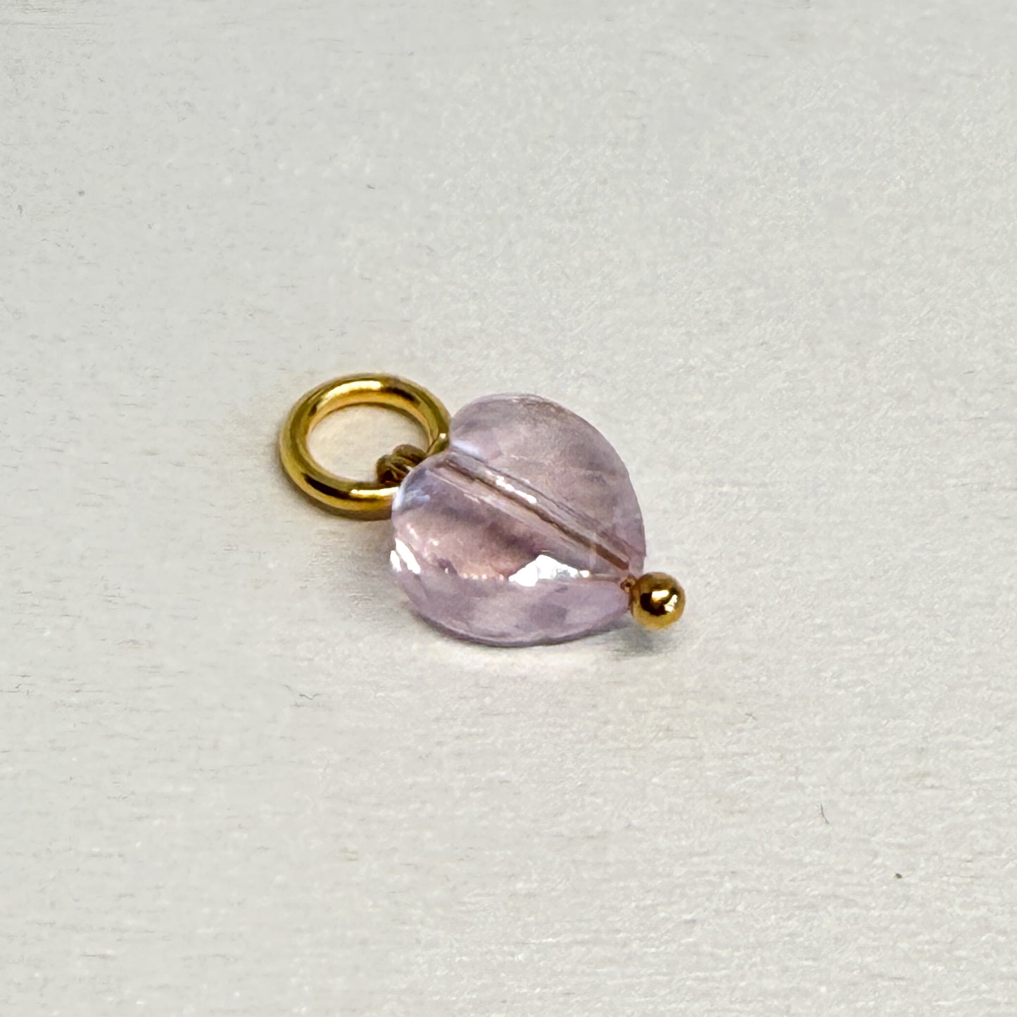 Glass Heart Charm - Pink