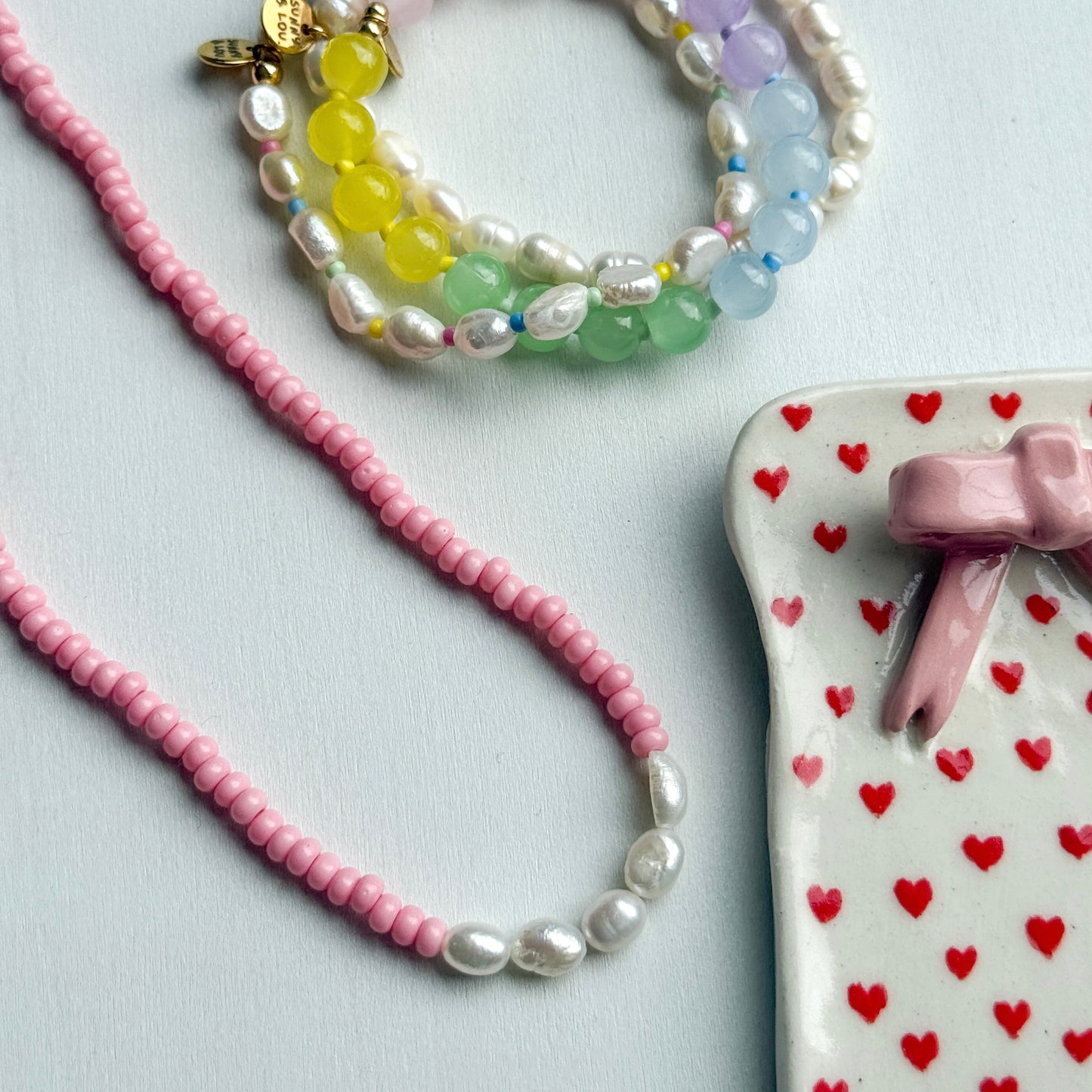On the Line Necklace - Pink