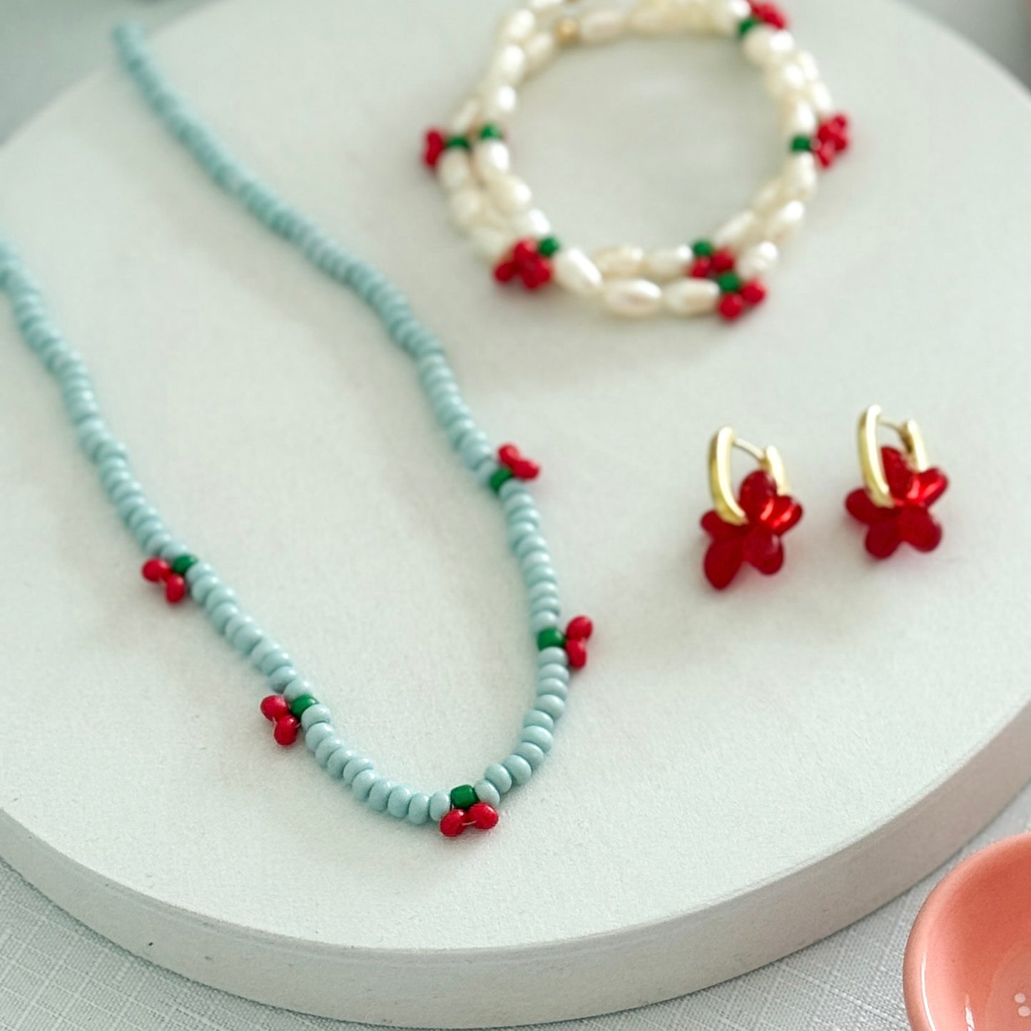 Cherry Necklace - Blue