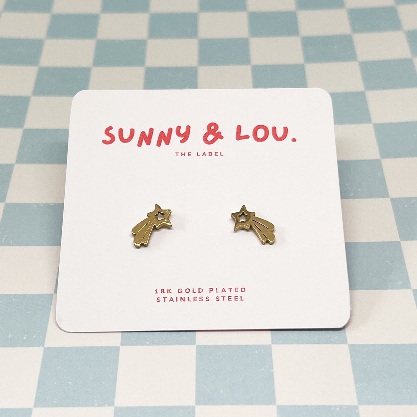Shooting Star Studs - 18k GP Stainless Steel