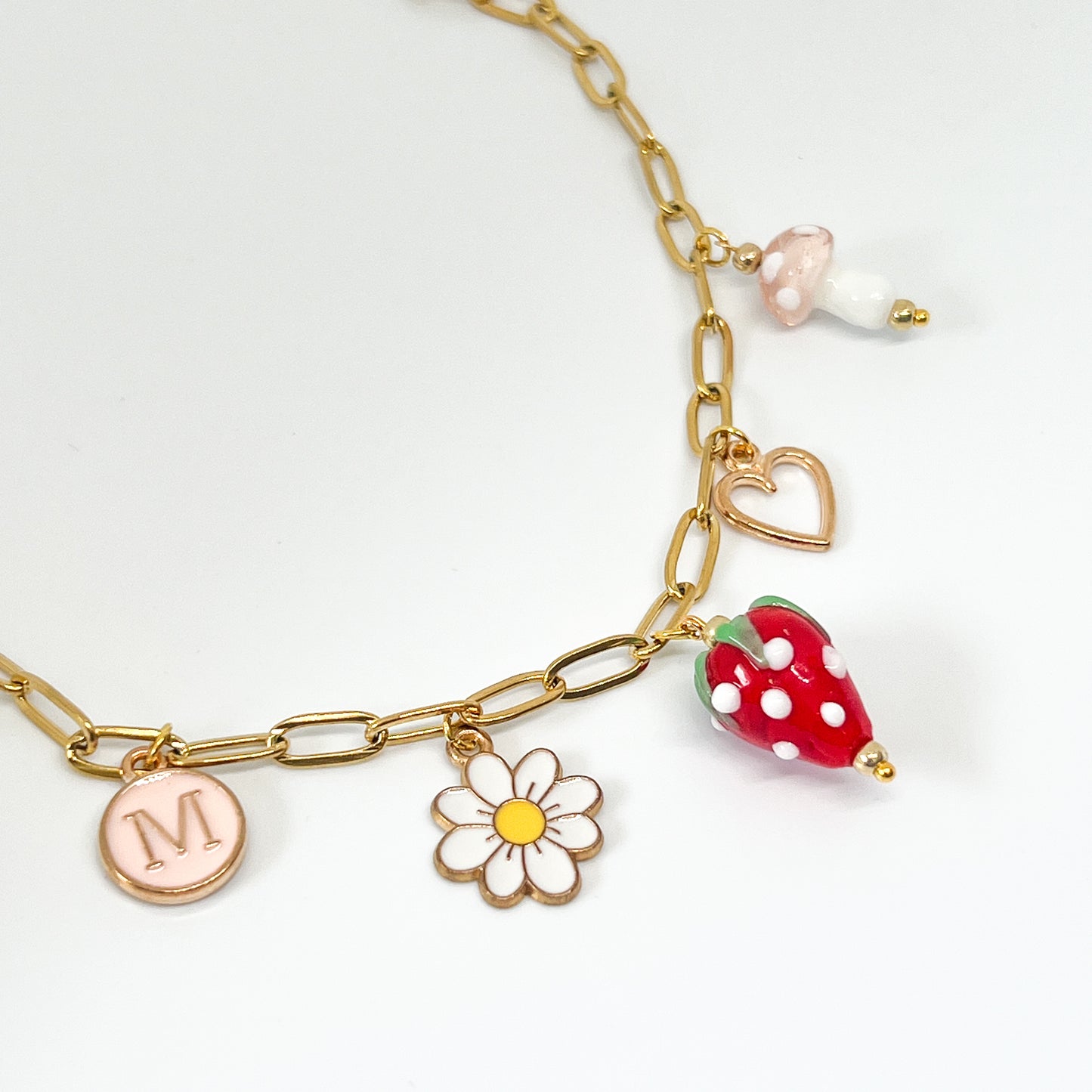 Toadstool Glass Charm - Pink