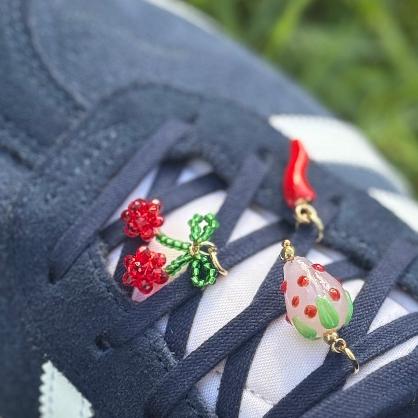 Beaded Cherry Charm