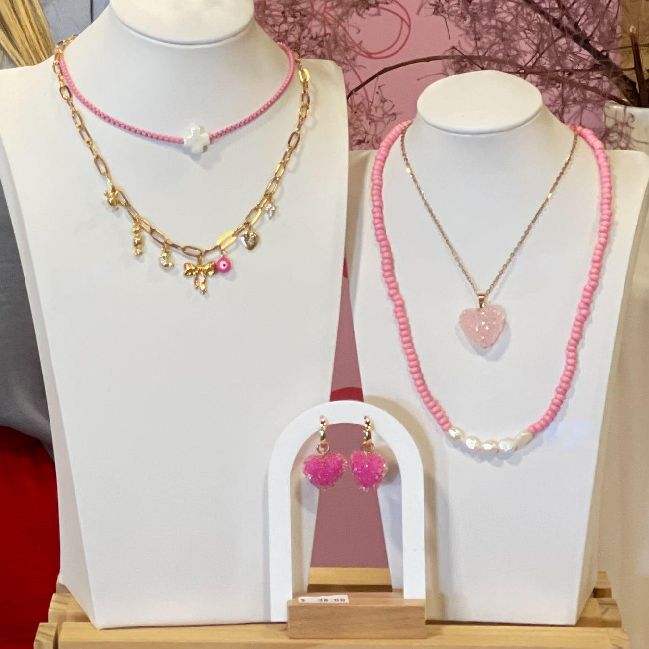 On the Line Necklace - Pink