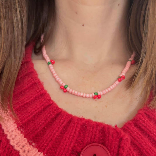 Cherry Necklace - Pink