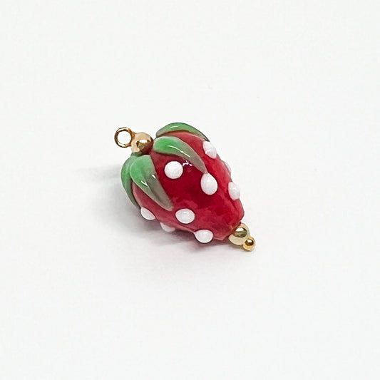 Strawberry Glass Charm - Red