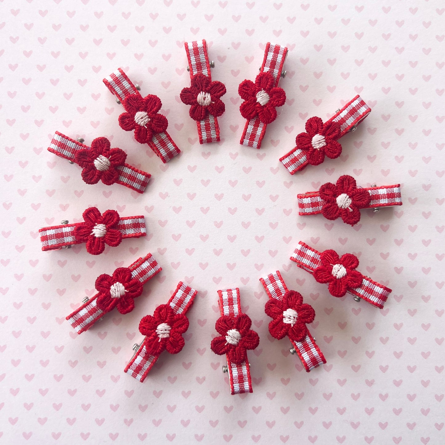 Ruby Blossom Hair Clips