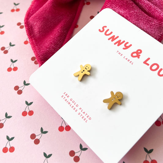 Gingerbread Studs - 18k GP Stainless Steel