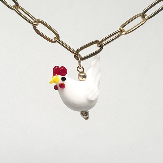 Chicken Glass Charm