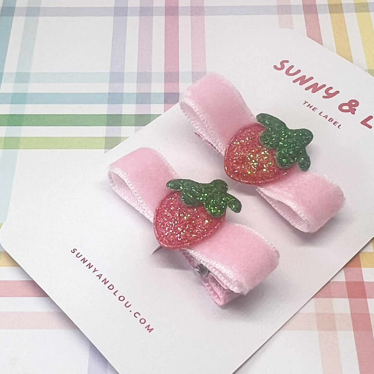 Luxe Strawberry Bow Clips