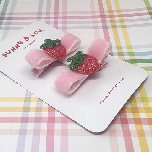 Luxe Strawberry Bow Clips