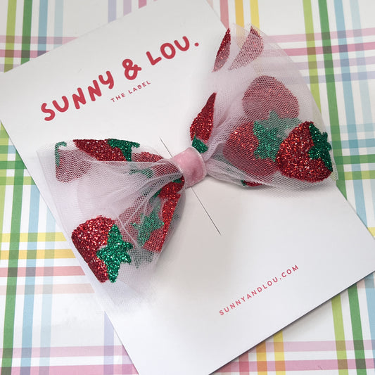 Strawberry Bow Clip