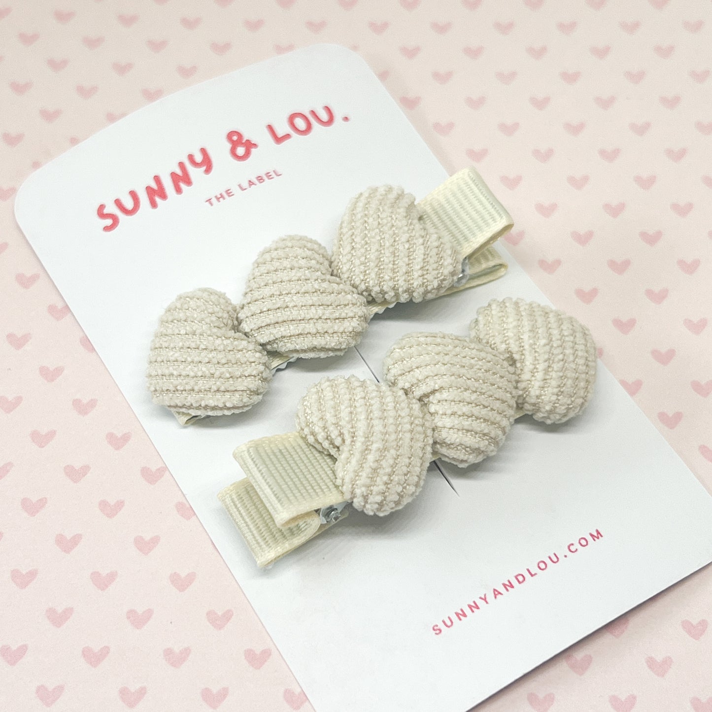 Corduroy Heart Clips