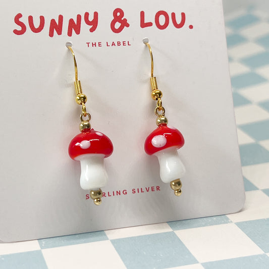 Toadstool Earrings - Sterling Silver