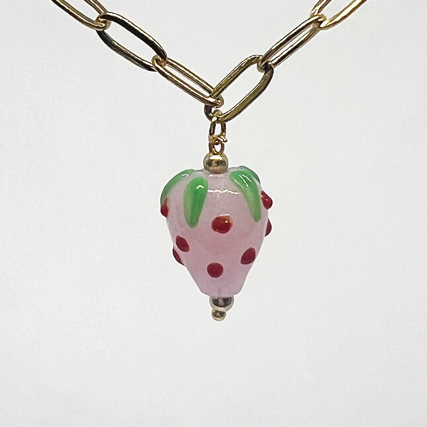 Strawberry Glass Charm - Pink