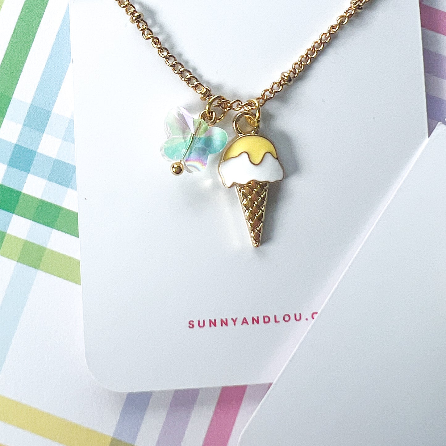 18k GP Ice Cream Necklace