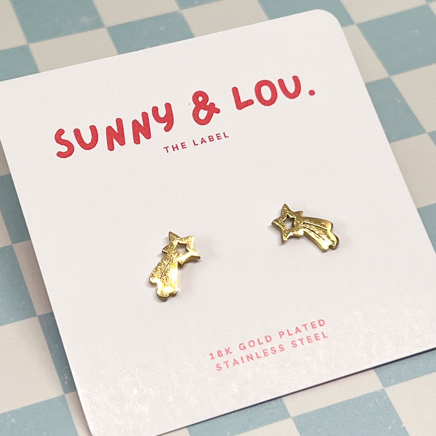 Shooting Star Studs - 18k GP Stainless Steel