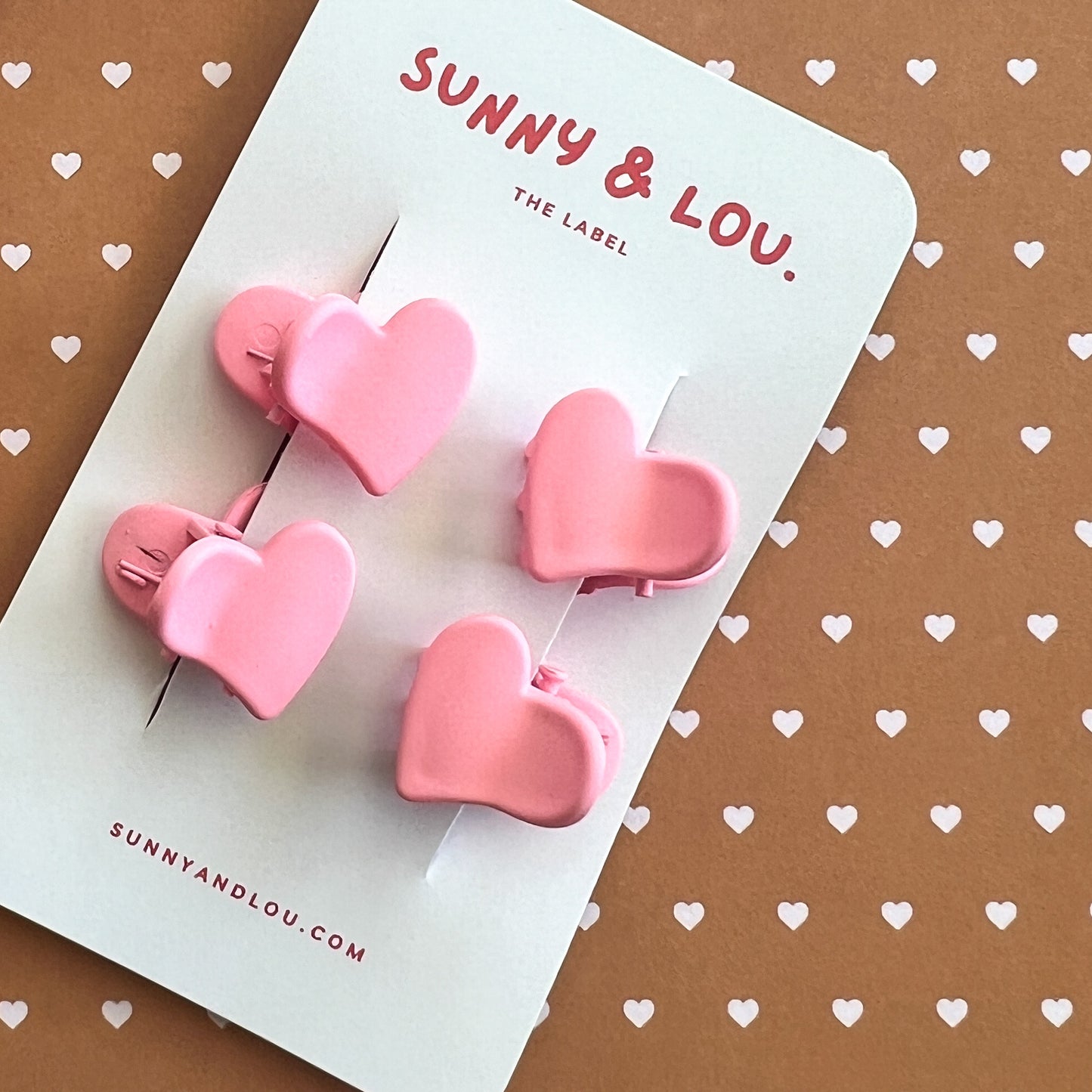 Mini Heart Claw Clips - Pink
