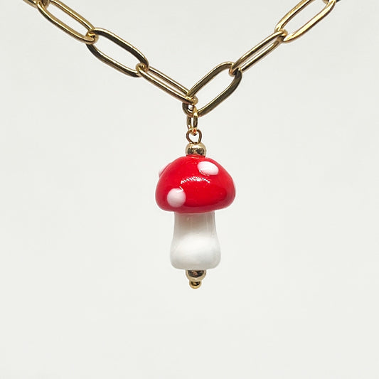 Toadstool Glass Charm - Red