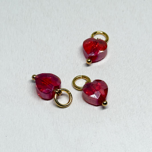 Glass Heart Charm - Ruby