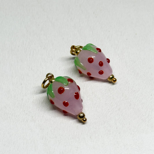 Strawberry Glass Charm - Pink